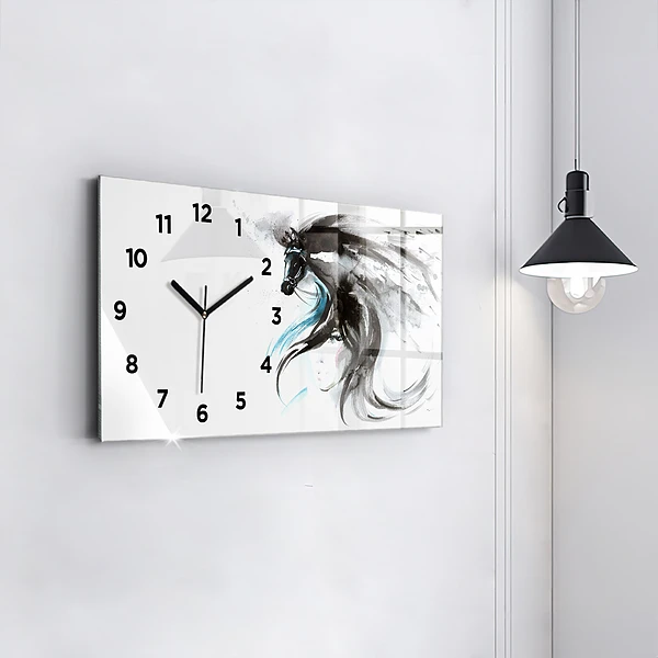 Horizontale Uhr Abstraktes Pferd und Frau