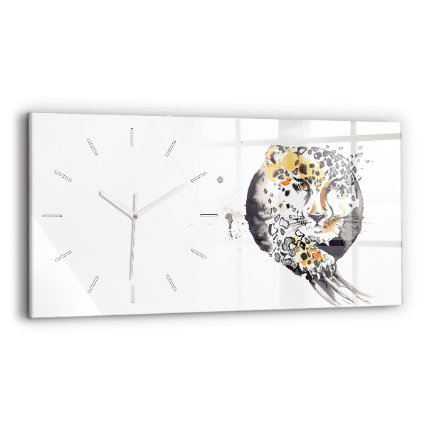 Horizontale Uhr mit motiv Gepard innerhalb eines Kreises