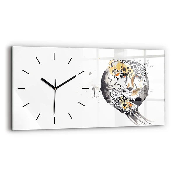 Horizontale Uhr mit motiv Gepard innerhalb eines Kreises