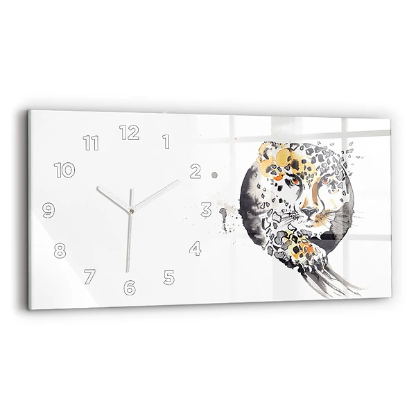 Horizontale Uhr mit motiv Gepard innerhalb eines Kreises