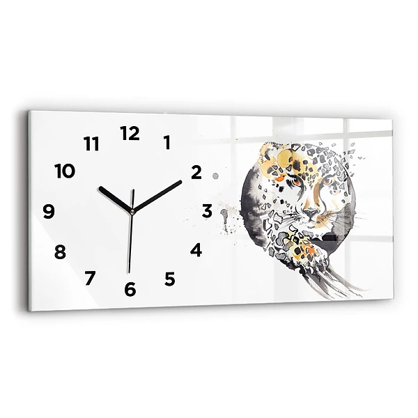Horizontale Uhr mit motiv Gepard innerhalb eines Kreises