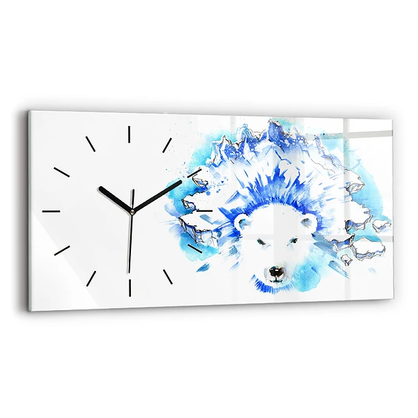 Horizontale Uhr mit motiv Bär auf einem Hintergrund aus Eis