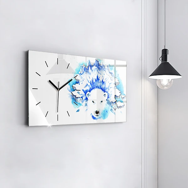 Horizontale Uhr mit motiv Bär auf einem Hintergrund aus Eis