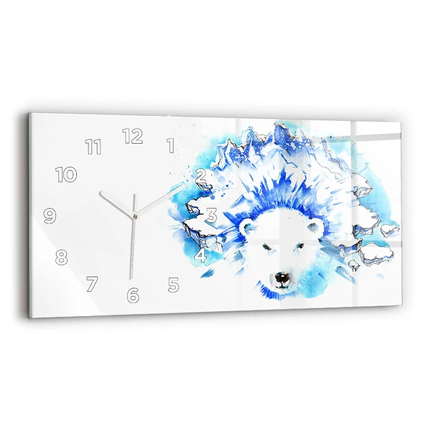 Horizontale Uhr mit motiv Bär auf einem Hintergrund aus Eis