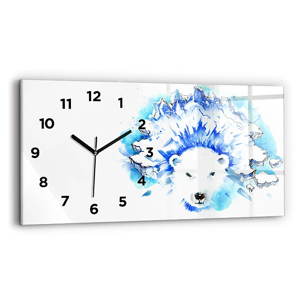 Horizontale Uhr mit motiv Bär auf einem Hintergrund aus Eis