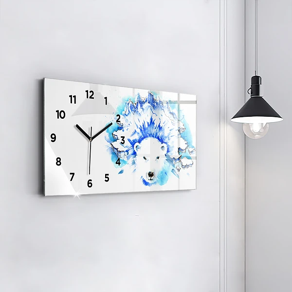 Horizontale Uhr mit motiv Bär auf einem Hintergrund aus Eis