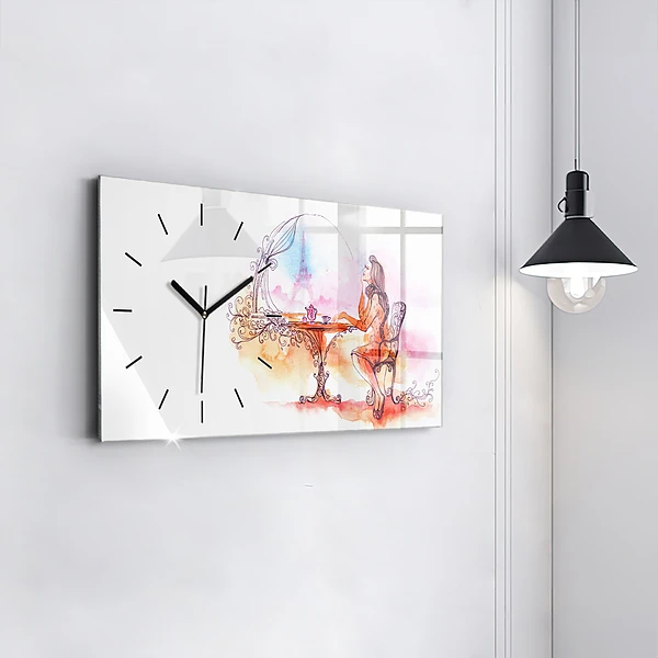 Horizontale Uhr Frau trinkt Tee
