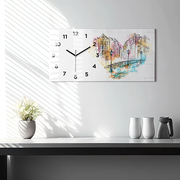 Horizontale Uhr mit motiv Gemalte Architektur