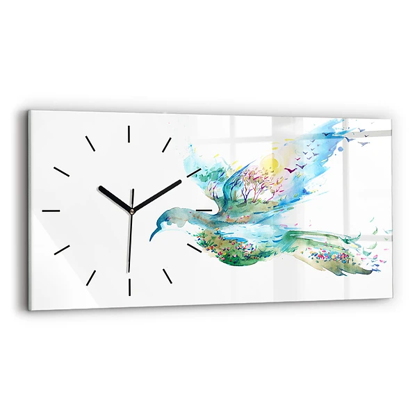 Horizontale Uhr mit motiv Vogel und Frühling Abstraktion
