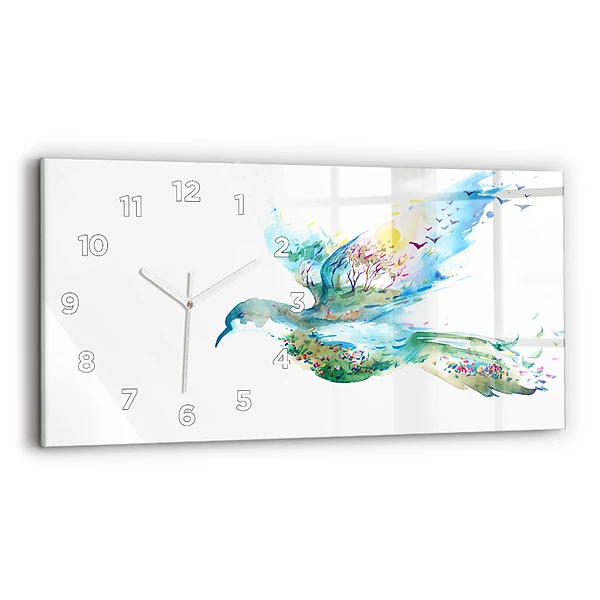 Horizontale Uhr mit motiv Vogel und Frühling Abstraktion