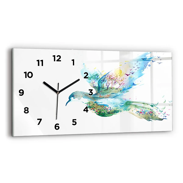 Horizontale Uhr mit motiv Vogel und Frühling Abstraktion