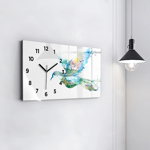 Horizontale Uhr mit motiv Vogel und Frühling Abstraktion