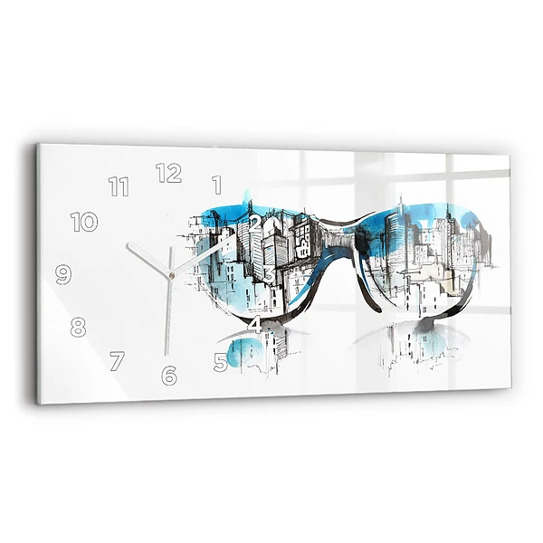 Horizontale Uhr Die Stadt im Glas