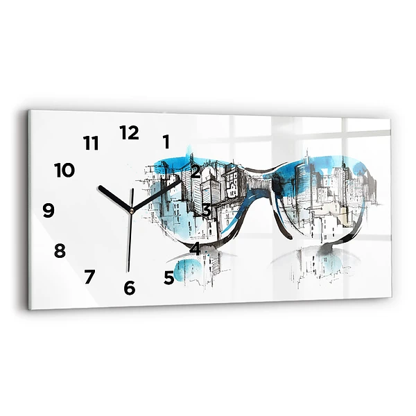 Horizontale Uhr Die Stadt im Glas
