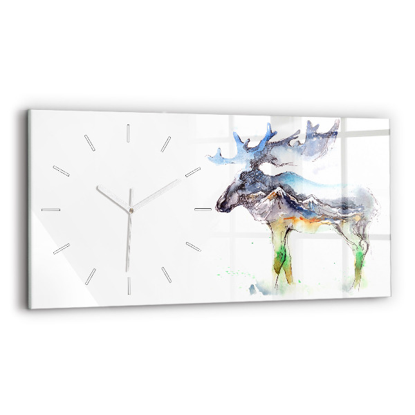 Horizontale Uhr mit motiv Elch und Berglandschaft