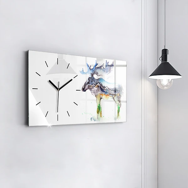 Horizontale Uhr mit motiv Elch und Berglandschaft
