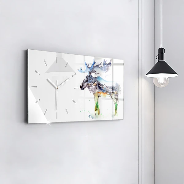 Horizontale Uhr mit motiv Elch und Berglandschaft