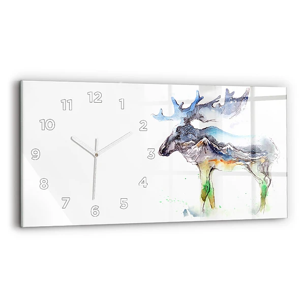 Horizontale Uhr mit motiv Elch und Berglandschaft