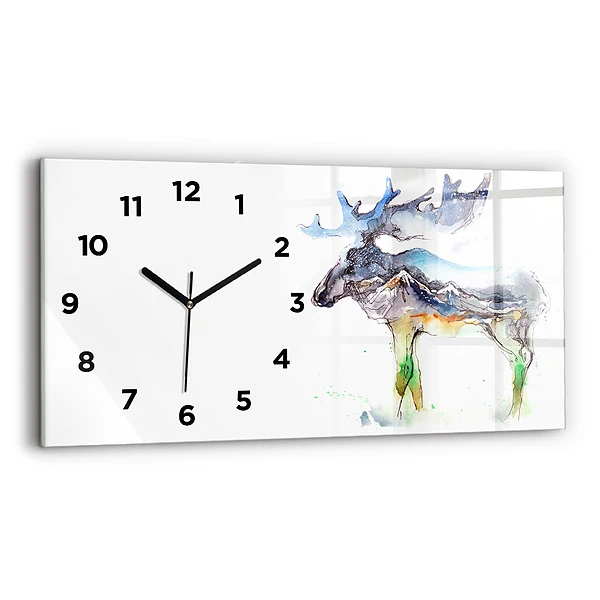 Horizontale Uhr mit motiv Elch und Berglandschaft