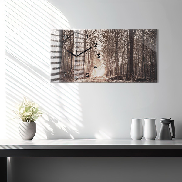 Horizontale Uhr Waldweg in Sepia