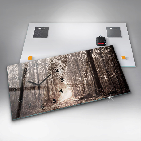 Horizontale Uhr Waldweg in Sepia