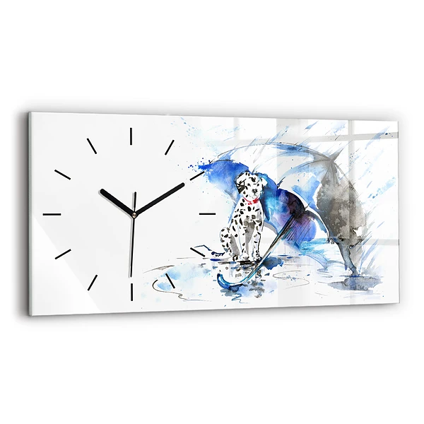 Horizontale Uhr mit motiv Dalmatiner und Regenschirm