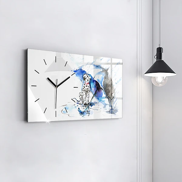 Horizontale Uhr mit motiv Dalmatiner und Regenschirm