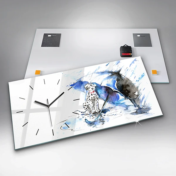 Horizontale Uhr mit motiv Dalmatiner und Regenschirm
