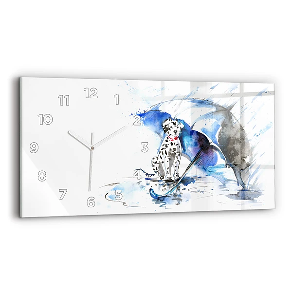 Horizontale Uhr mit motiv Dalmatiner und Regenschirm