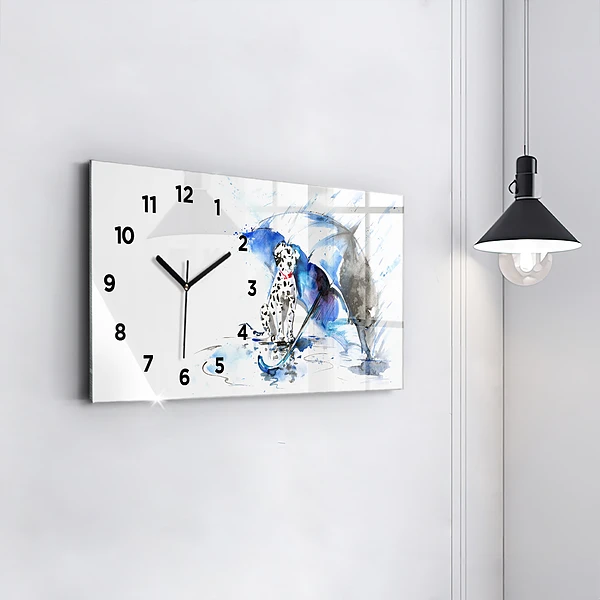 Horizontale Uhr mit motiv Dalmatiner und Regenschirm