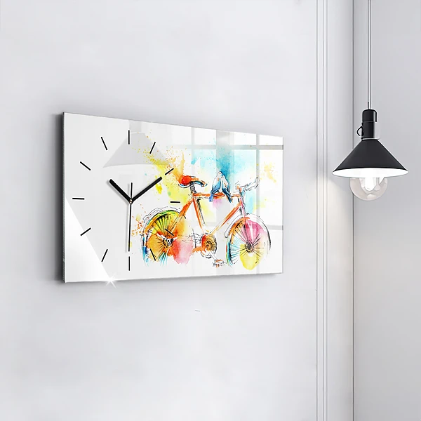 Horizontale Uhr mit motiv Bemaltes Fahrrad