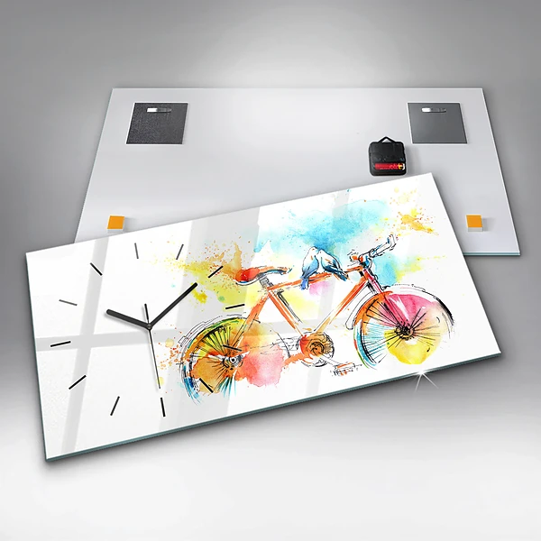 Horizontale Uhr mit motiv Bemaltes Fahrrad