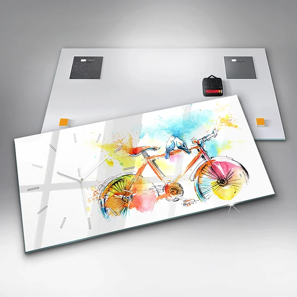 Horizontale Uhr mit motiv Bemaltes Fahrrad