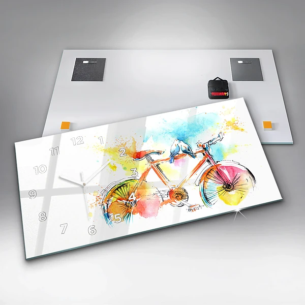 Horizontale Uhr mit motiv Bemaltes Fahrrad