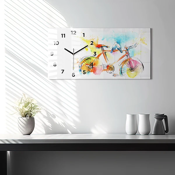 Horizontale Uhr mit motiv Bemaltes Fahrrad