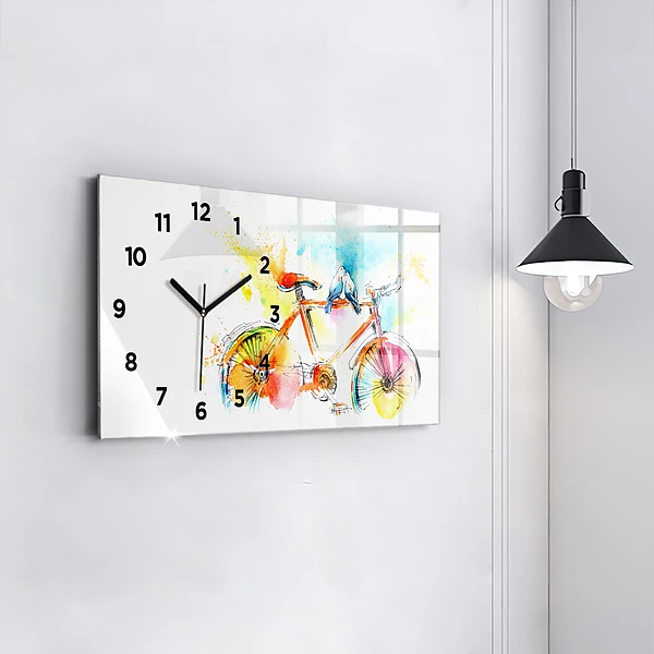 Horizontale Uhr mit motiv Bemaltes Fahrrad