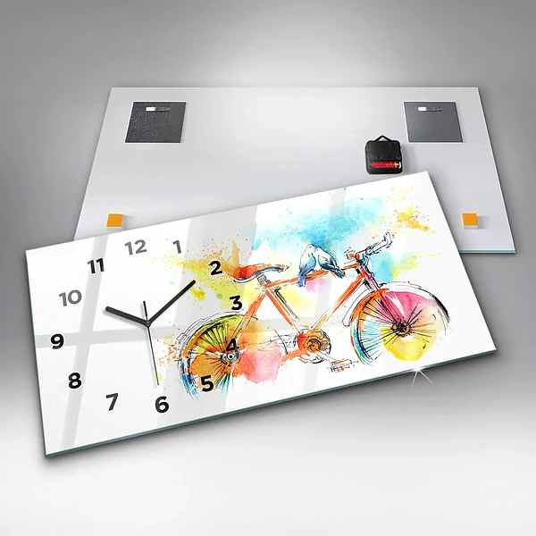 Horizontale Uhr mit motiv Bemaltes Fahrrad