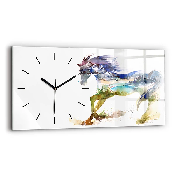 Horizontale Uhr mit motiv Bemalter Berg und Pferd
