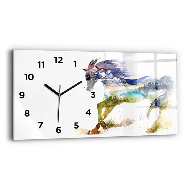 Horizontale Uhr mit motiv Bemalter Berg und Pferd