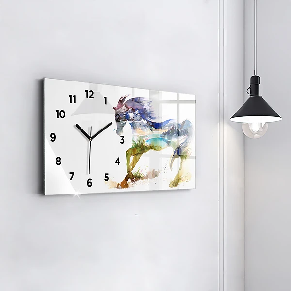Horizontale Uhr mit motiv Bemalter Berg und Pferd