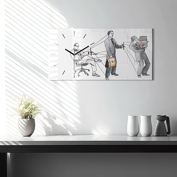 Horizontale Uhr mit motiv Marionettenmenschen