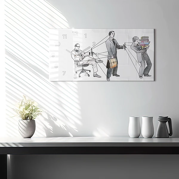 Horizontale Uhr mit motiv Marionettenmenschen