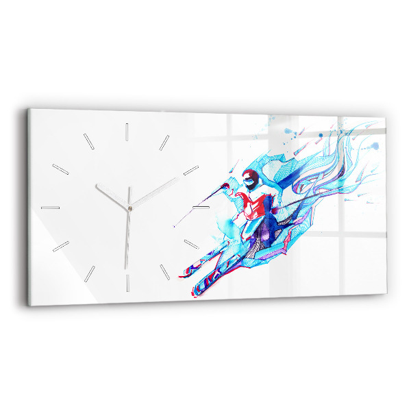 Horizontale Uhr Skifahrer