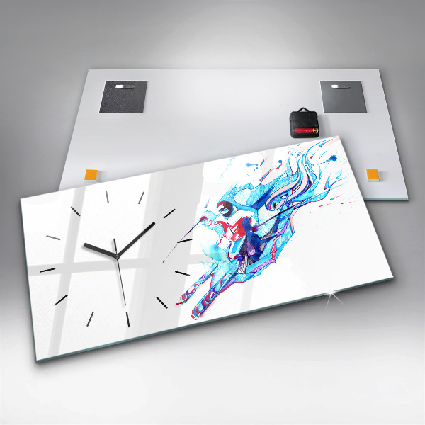 Horizontale Uhr Skifahrer