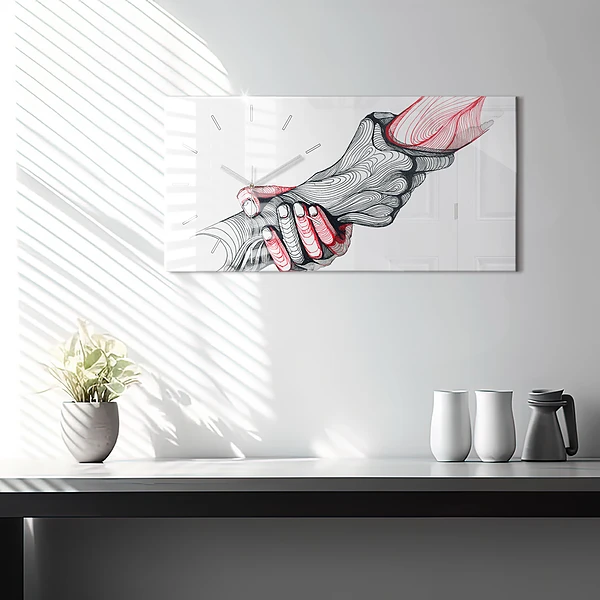 Horizontale Uhr mit motiv Händchenhalten