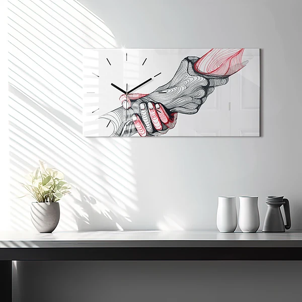 Horizontale Uhr mit motiv Händchenhalten