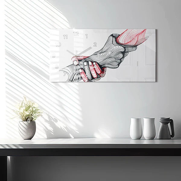 Horizontale Uhr mit motiv Händchenhalten