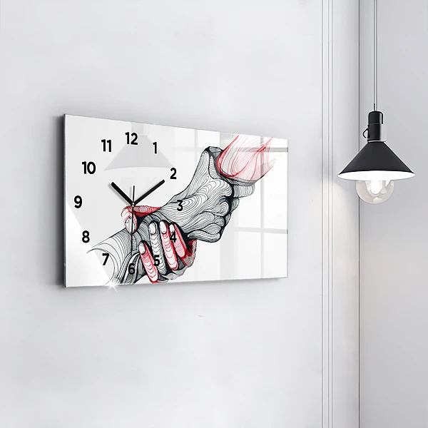Horizontale Uhr mit motiv Händchenhalten