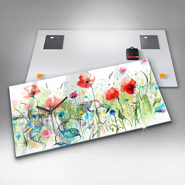 Horizontale Uhr Mohnblumen auf einer Wiese