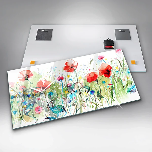 Horizontale Uhr Mohnblumen auf einer Wiese